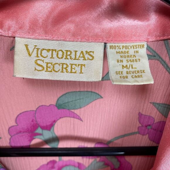 Victoria’s Secret Gold Label| Vintage Floral Nightgown Shirt Pajama Top Pink M/L - Picture 3 of 13